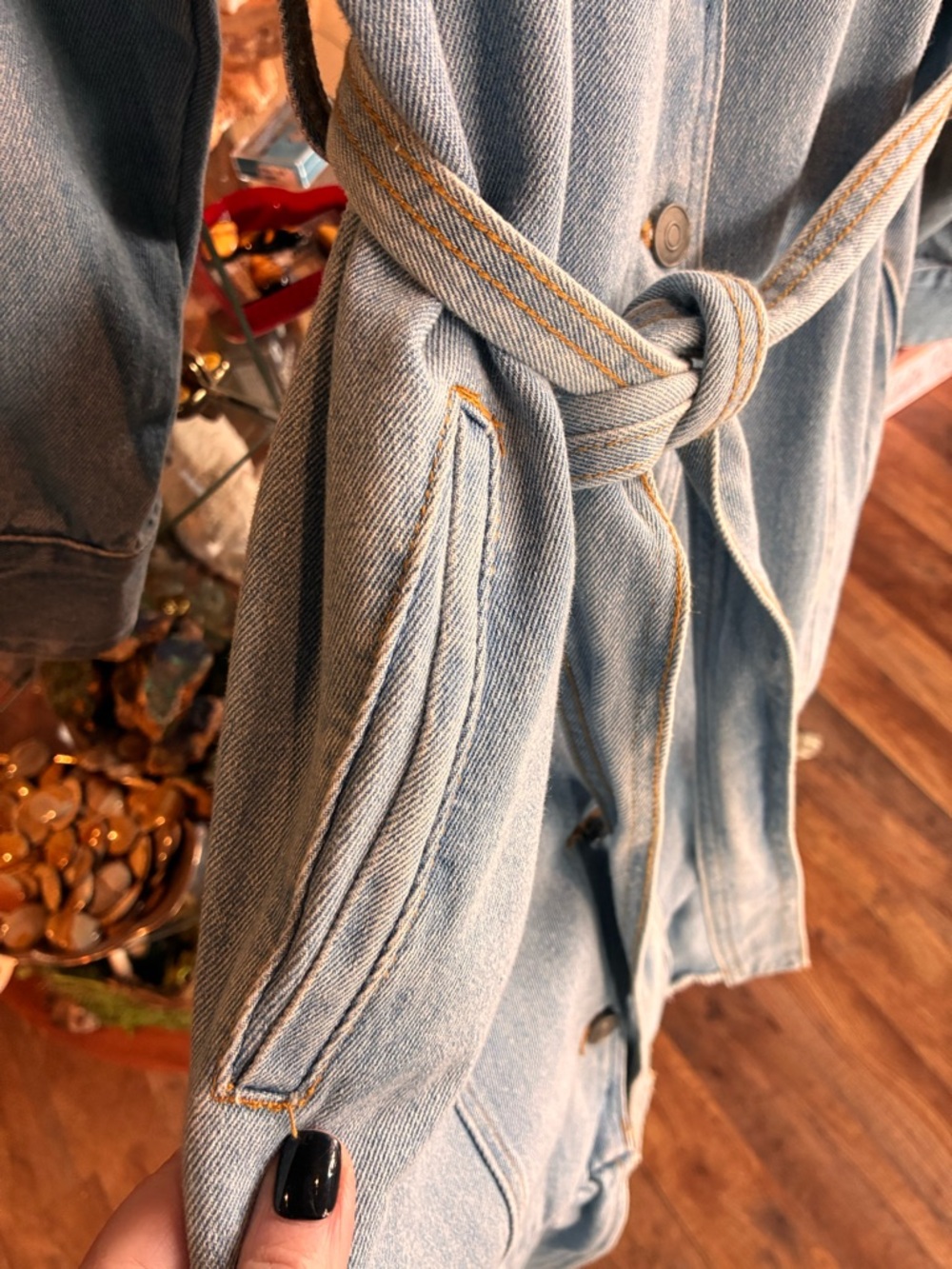 Vocal Light Blue Denim Top with Black Logo Tag - Picture 7 of 8
